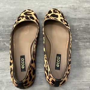 Ecco Mary Leopard Print Calf Hair Ballet Flats Size 6.5
